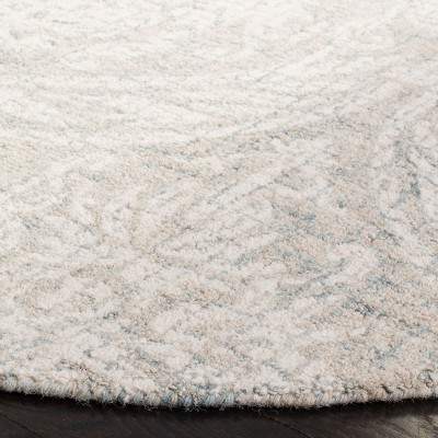 Handmade Abstract Tufted Wool Round Rug in Gray - 6' Diameter