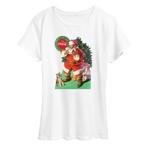Women's - Coca-Cola - Vintage Santa With Dog Short Sleeve Graphic T-Shirt - 1 of 4