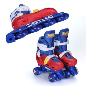 Sonic the Hedgehog 2in1 Kids Roller Skates, Transform from Quads to Inlines Skates, Durable Hardshell Boot, LED Wheels ABEC-7 Carbon Steel Bearings - 1 of 4