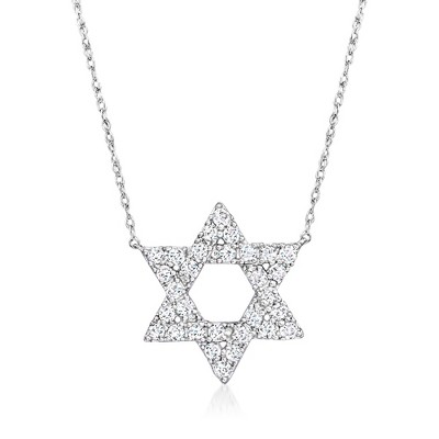 Ross-Simons 0.50 ct. t.w. Diamond Star Of David Necklace in 14kt White Gold Size 16