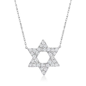 Ross-Simons 0.50 ct. t.w. Diamond Star Of David Necklace in 14kt White Gold Size 16 - 1 of 3