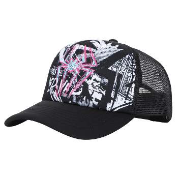 Spider-Man Pink Spidey Logo with Black-and-White Background Black Foam Trucker Hat