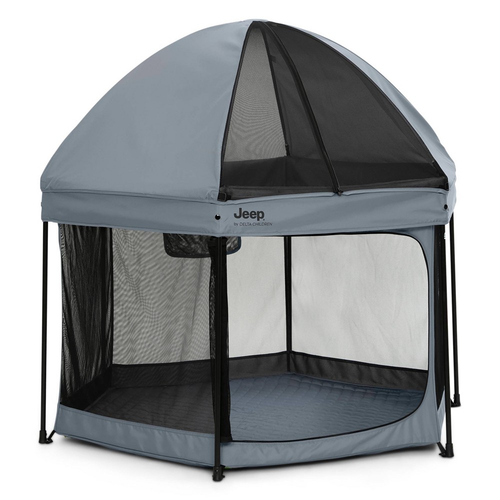 Photos - Cot Jeep Hexagon Pop Up Playard with Removable Canopy - Gray 