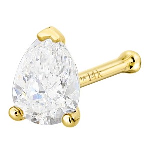 Jewelry Avalanche 22G 14K Gold Pear-shape Moissanite Nose Bone Stud - 1 of 3