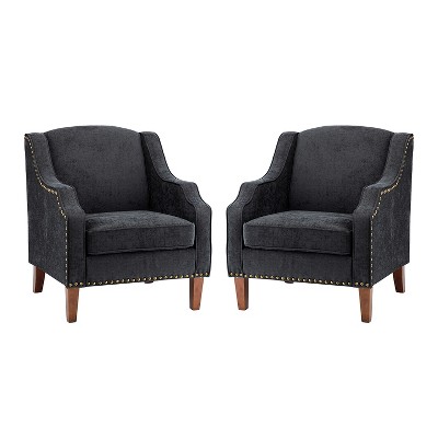 Set of 2 Moirai Contemporary and Classic Armchair with Nailhead Trim | Karat Home-YELLOW