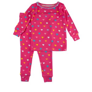 RuffleButts SoftSnooze Toddler Girls Ruffle Long Sleeve Pajama Set - 1 of 4