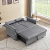 55" Shiny Velvet Convertible Loveseat Sofa with Pull-Out Bed & Lumbar Pillows - 3 of 4