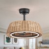 Airsurfer 20" Ceiling Fan with Remote, 6-Speed Reversible DC Motor, Quiet LED Light, Timer, Indoor Use, Stylish Rattan Lampshade Design - 2 of 4