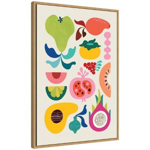Kate & Laurel All Things Decor 23"x33" Sylvie Modern Colorful Abstract Fruits Framed Canvas by Rachel Lee Natural - 1 of 4
