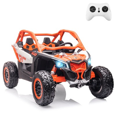 2 Seater Ride on UTV Car, Electric Off-Road Car, 4WD Kids Truck Remote Control, 2 * 24V 7AH BatteriesSpring Suspension, Toys for Kids