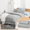 Washed Microfiber Queen Duvet Cover, Ice Grey, Soft Breathable with Zipper Corner Ties - 2 of 4