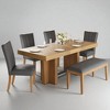 Farmhouse 6-Piece Extendable Dining Table Set with Bench and 4 Upholstered Chairs, 78.1" Rubberwood Kitchen Table with Trestle Legs - 3 of 4