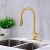 DOMETOUR Pull Down Kitchen Faucet with Sprayer Stainless Steel Brushed Gold - 3 of 4