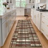 2 x 6 ft Polyester Green Brown Rectangular Hallway Entryway Bathroom Kitchen Geometric Checkered Modern Machine Washable Runner Rug - 4 of 4
