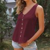 Anna-Kaci Women's Sleeveless V-Neck Button Down Textured Tank Top - 4 of 4
