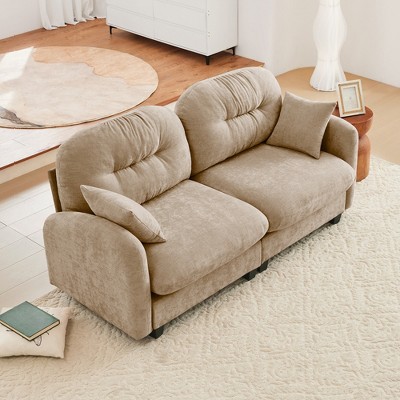 DOMETOUR Loveseat Cloud Sectional Couches Chenille Fabric, Tufted Cushion Backrest Design, Ergonomic Design, Fits Living Rooms