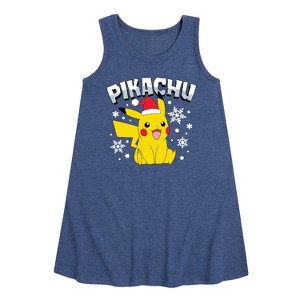 - Pokémon - Pikachu With Hat Graphic Sleeveless Aline Dress - 1 of 4