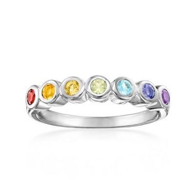 Ross-Simons 0.48 ct. t.w. Bezel-Set Multi-Gemstone Ring in Sterling Silver