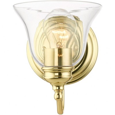Moreland Polished Brass Clear Glass Vanity Sconce