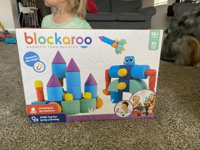 Blockaroo Magnetic Foam Building Blocks - STEM Construction Toys for Boys  and Girls, Soft Foam Blocks Build Early Learning Skills, Great Bath Toys  for