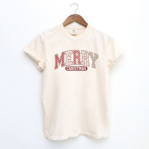 Simply Sage Market Women's Merry Christmas Varsity Short Sleeve Garment Dyed Tee - image 1 of 4