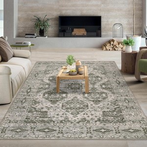 Runner Retro Vintage Irregular Pattern Thin Washable Non Skid for Entryway Bedroom Kitchen Office & Dining Table - 1 of 4