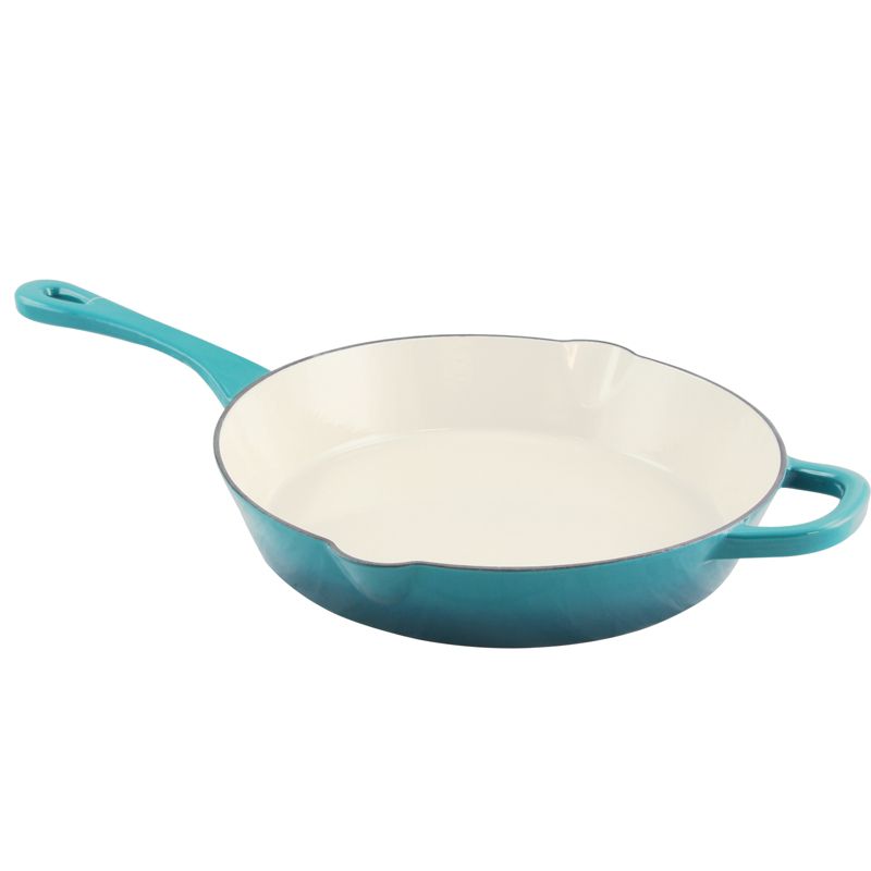 Crock Pot Artisan Enameled 12in Round Cast Iron Skillet in Teal Ombre, 1 of 5