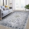Washable Vintage Printed Rug Non Slip Low Pile Rug Soft Throw Floor Cover Foldable Indoor Carpet for Living Room Bedroom - 2 of 4