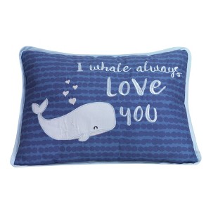 Lambs & Ivy Oceania Decorative Throw Pillow - Blue Ocean Whale - 1 of 3