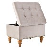 CAVINAS Modern Pull-Open Top Square Ottoman Bench with Storage,Velvet Button Tufted Ottoman for Living Room,Bedroom - 2 of 4