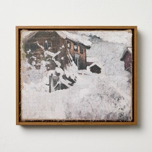 9"x11" Snowy Cottage Burlap Wall Art - Hearth & Hand™ with Magnolia - 1 of 3