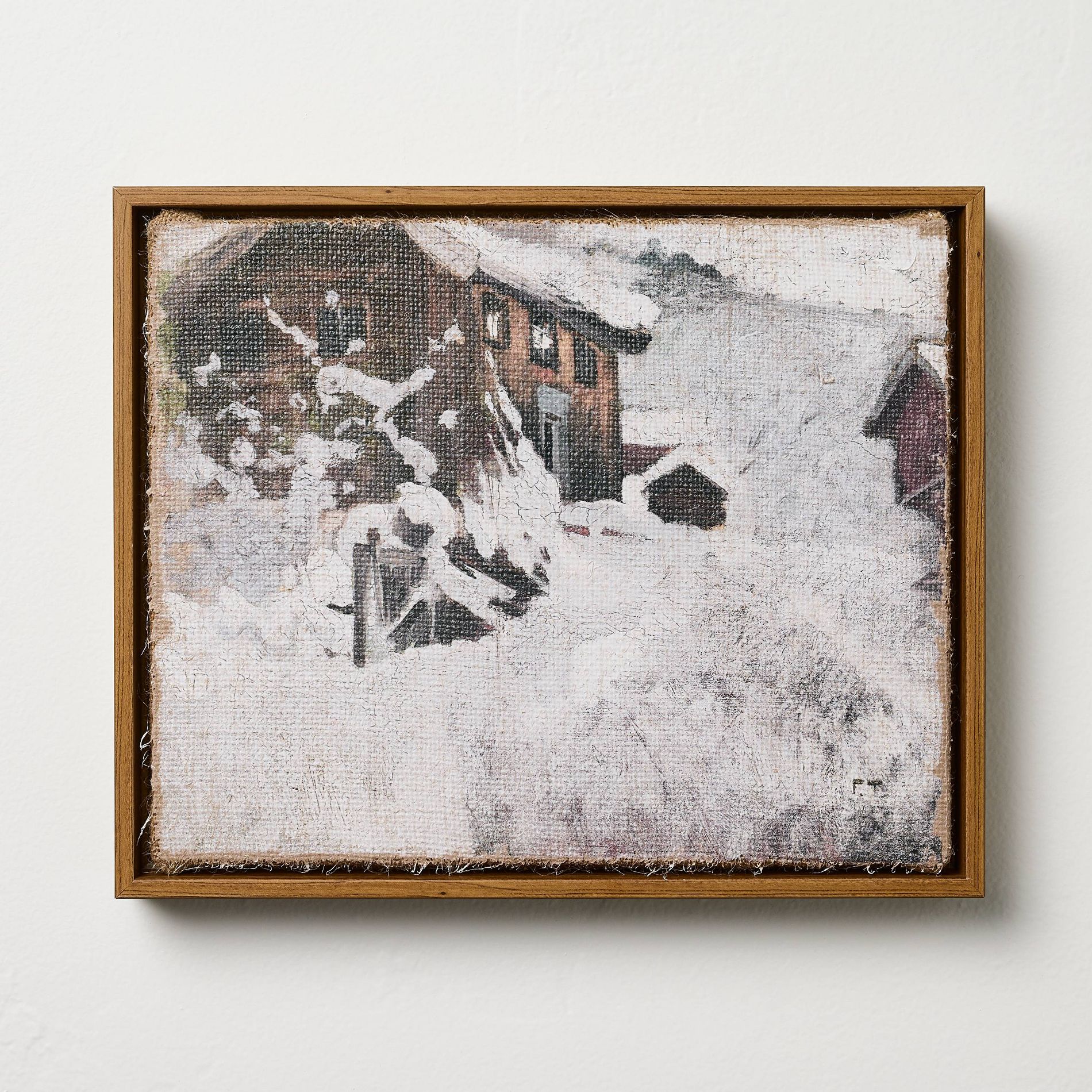 9"x11" Snowy Cottage Burlap Wall Art - Hearth & Hand™ with Magnolia