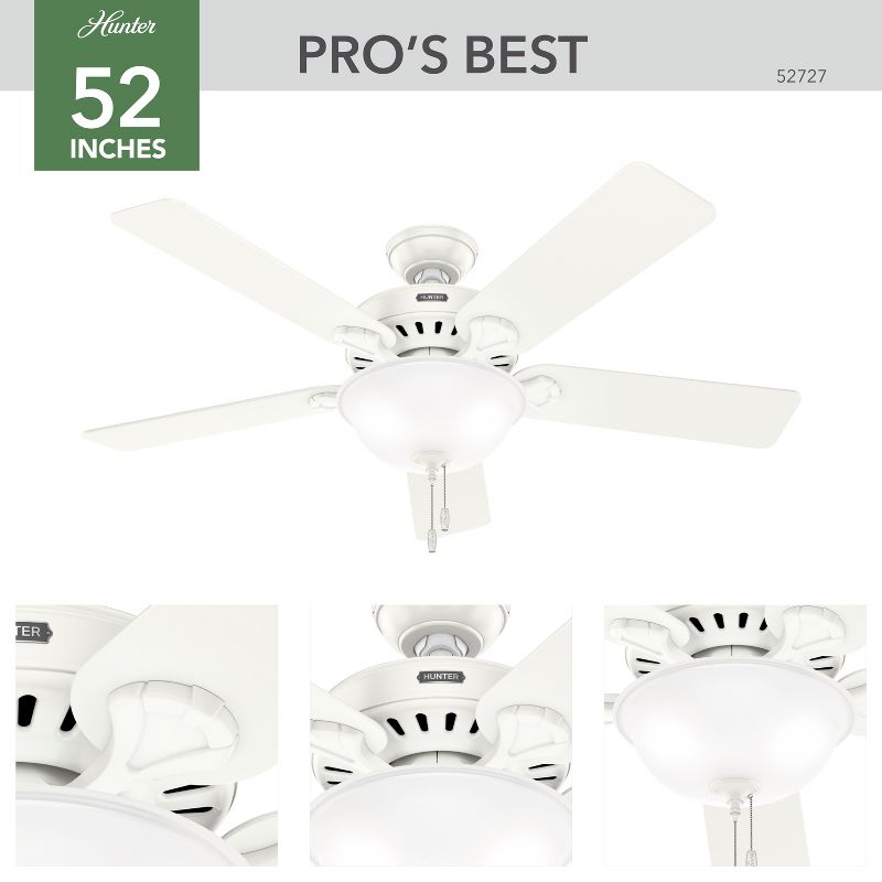 52" Pro's Best Ceiling Fan with Light Kit and Pull Chain (Includes LED Light Bulb) - Hunter Fan, 3 of 17