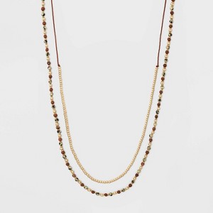 Semi Red Jasper Dalmatian Jasper Glass Necklace - Universal Thread Gold, Women