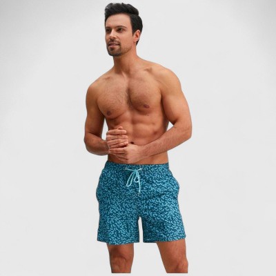Anna-Kaci Swim Anna-Kaci Men's Abstract Print Swim Trunks with Elastic Waistband and Adjustable Drawstring - Medium, Blue — фото 4