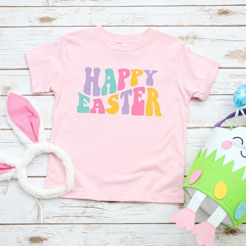 The Juniper Shop Happy Easter Wavy Colorful Toddler Short Sleeve Tee, 2 of 3