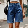 Women's Summer Long Jeans Shorts High Rise Loose-Fit Wide Leg Denim Shorts Stretchy Dad Y2K Shorts with Pockets - 3 of 4