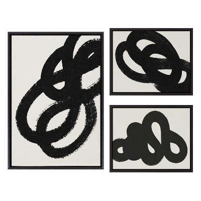 Kate and Laurel Sylvie Black Path Follow the Path and This Way Framed Canvas by Rocket Jack, 3 Piece, Black