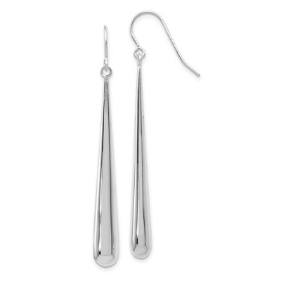 Black Bow Jewelry 14k White Gold Long Polished Teardrop Dangle Earrings, 52mm (2 Inch)