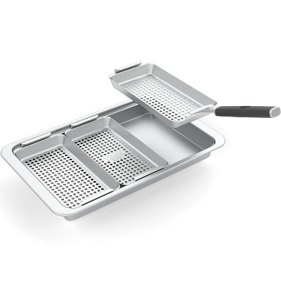 Yukon Glory BBQ 'N Serve Grill Basket Set, Revolutionary Grill to Table Design, Includes 3 Grilling Baskets, Serving Tray and Patented Clip-on Handle