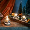 MOEPISY Christmas Tealight Candle Holders: Set of 6 Glass Ball Tea Light Candle Holder with Golden Leaves and Needles - 3 of 4