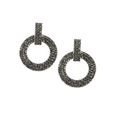 SOHI Women's Chrome Silver Clustered Hollow Circular Drop Earrings