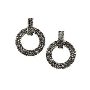 SOHI Women's Chrome Silver Clustered Hollow Circular Drop Earrings - 1 of 4