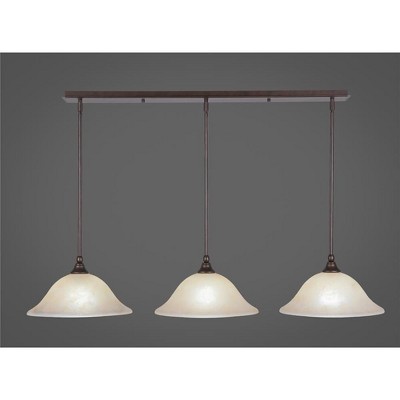 Toltec Lighting Any 3 - Light Chandelier in  Bronze with 12" Amber Marble Shade