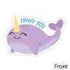 Big Dot of Happiness Narwhal Girl - Shaped Thank You Cards - Under The Sea Baby Shower or Birthday Party Thank You Note Cards & Envelopes - Set of 12 - 3 of 4