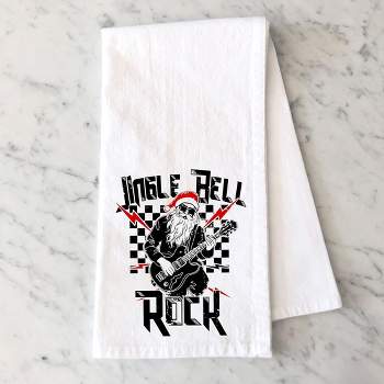 City Creek Prints Jingle Bell Rock Santa Tea Towels - White