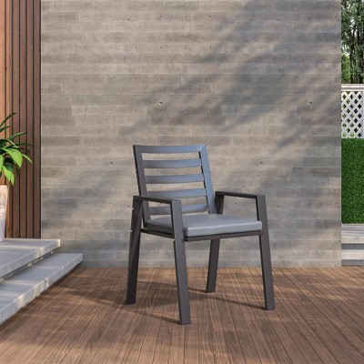Chelsea Black Aluminum Patio Dining Armchair Set with Cushions