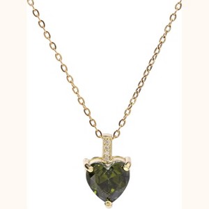 Birthstone Heart Necklace for Women, 14K Gold Plated with Cubic Zirconia Accents - 1 of 4