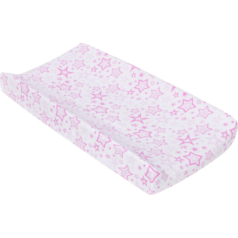 Photos - Changing Table MiracleWare Muslin Changing Pad Cover - Stars Pink Pink Stars