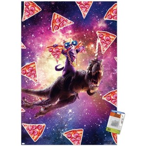 Trends International James Booker - Thug Space Cat On Dinosaur Unicorn Unframed Wall Poster Prints - 1 of 4